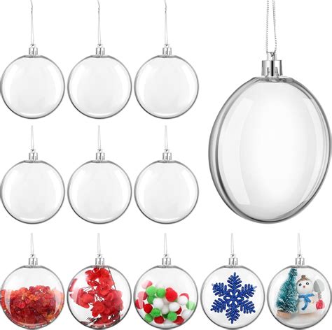 12 Pcs 3 15 Inch Christmas Clear Ornaments For Crafts Fillable Christmas Clear