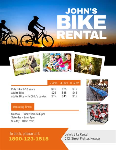 Bike Rental Hire Flyer Template Postermywall