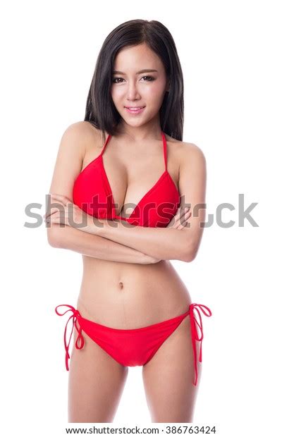 Sexy Asian Girl Wearing Red Bikini Stockfoto Shutterstock
