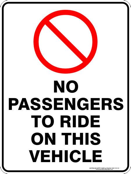 No Passengers To Ride On This Vehicle Australian Safety Signs