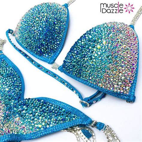 Aqua Blue Crystal Competition Bikini Cb Etsy Bikini Competition