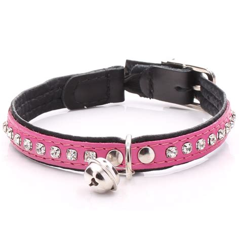 Crystalised Pink Leather Cat Collar with shining crystals