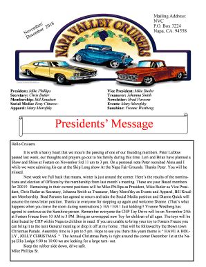 Fillable Online Presidents Message Napavalleycruisers Fax Email