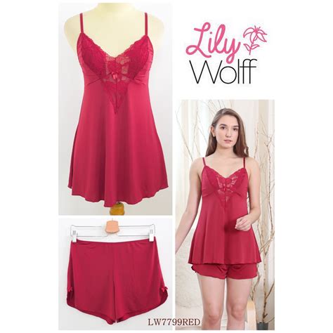 Jual Lingerie Wanita Renda Sleepwear Setelan Sexy Kamisol LILY WOLFF Super Halus Elastis