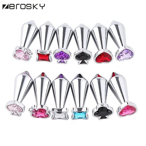 Zerosky Small Size Metal Crystal Anal Plug Stainless Steel Booty Beads