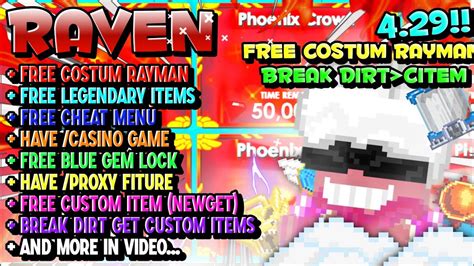 FREE COSTUM RAYMAN FREE LEGEND ITEMS NEW GROWTOPIA PRIVATE SERVER