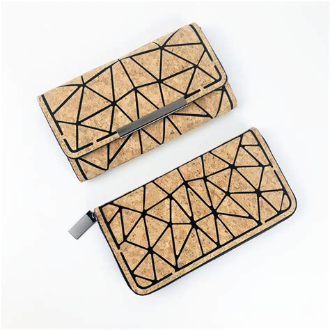 Kandra Rhombus Cork Trifold Geometric Wallet Women Zipper Diamond