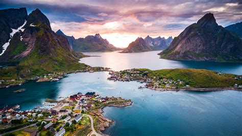 Fondos de pantalla Islas Lofoten Noruega paisaje agua montañas