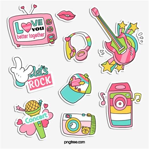 стикер рок музыки PNG , гитара, шляпа, Скала PNG картинки и пнг PSD ...