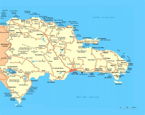 Road map of Dominican Republic with cities and airports | Dominican ...