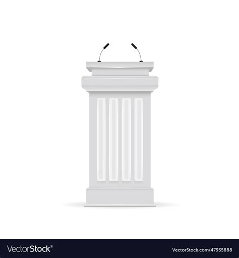 White Podium Tribune With Microphones Royalty Free Vector