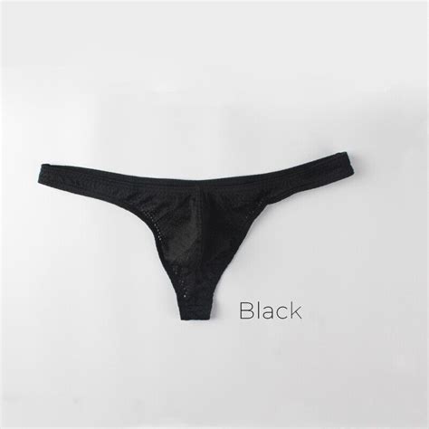 Mens Ice Silk Briefs T Back Thong Underwear Low Rise Bikini G String