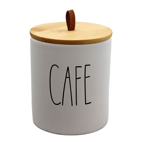 Pot à café céramique et couvercle bambou blanc D 9 6x13cm Centrakor