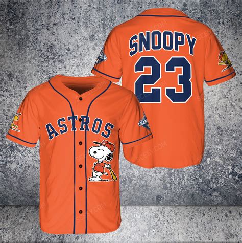 Houston Astros Peanuts Snoopy Baseball Jersey Vibrant Orange Scesy