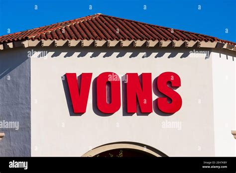 Vons sign, logo on supermarket chain store facade. Vons is a Southern