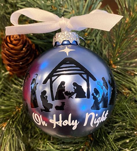 Personalized Nativity Ornament | Oh Holy Night Glass Ornament ...