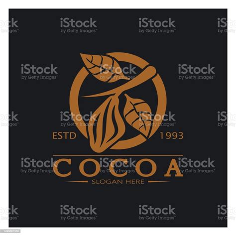 Cocoa Logococoa Beancocoa Treecocoa Branches And Leaveschocolate Mix On