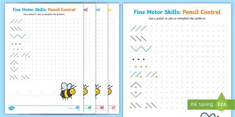 Fine Motor Skills Pencil Control On Dotted Paper Worksheets