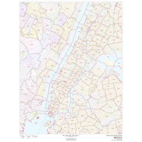 New York County New York Zip Codes By Map Sherpa The Map Shop