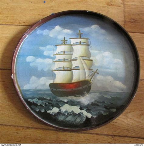 Bateaux Vintage Sailing Ship Oil Painting