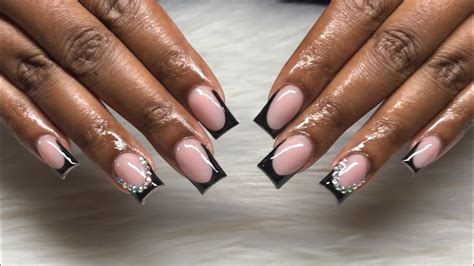 Black French Tip Fill In Acrylic Nails Tutorials Youtube