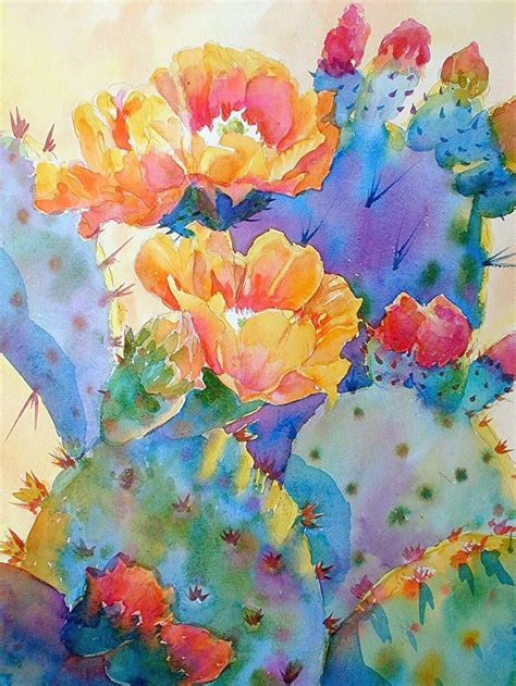 Kaleidoscope Cactus Cactus Paintings Cactus Painting Watercolor Cactus