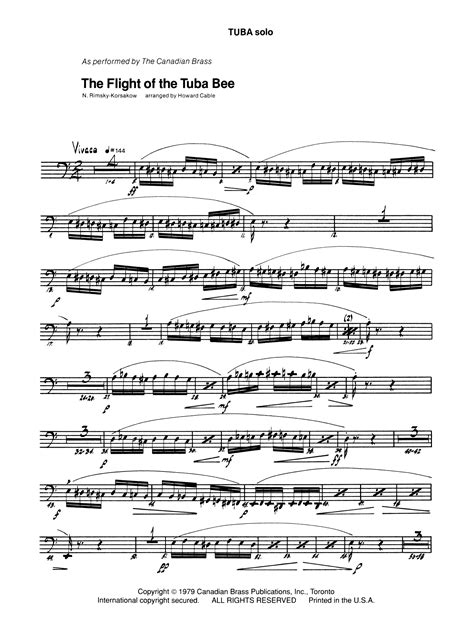 The Flight Of The Tuba Bee Tuba Sheet Music Howard Cable Brass