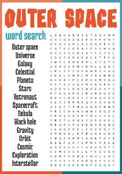 Outer Space Word Search Puzzle Worksheet Activity By Puzzles For Everyone