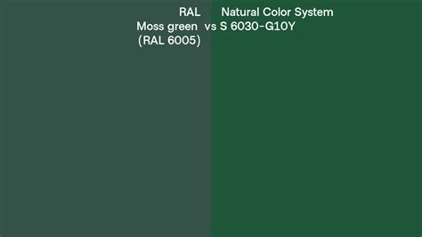 RAL Moss Green RAL 6005 Vs Natural Color System S 6030 G10Y Side By