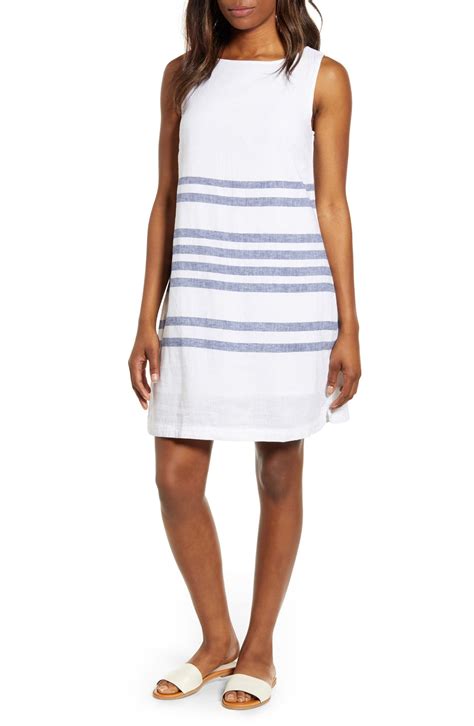 Beachlunchlounge Alina Stripe Linen And Cotton Shift Dress Striped