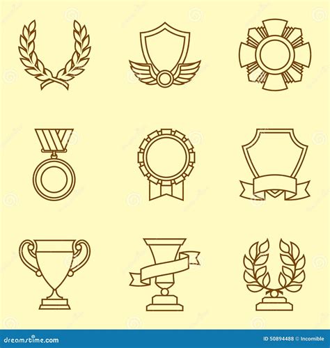 Trophy And Awards Icons Set In Linear Style Stock Vector Illustration