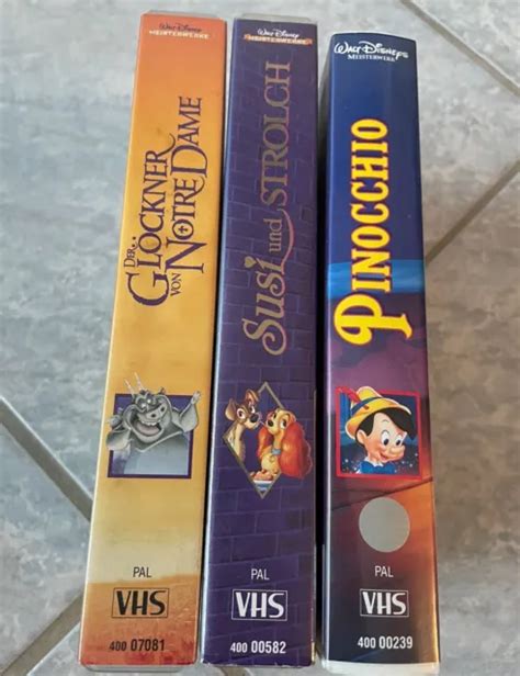 VHS KASSETTEN WALT Disney Susi und Strolch Pinocchio Glöckner von