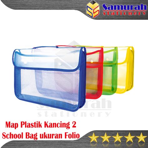 Jual Map Plastik Kancing 2 Jaring Folio Zipper School Bag Map