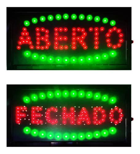 Placa Letreiro Painel Luminoso Led Aberto Fechado 2 Em 1