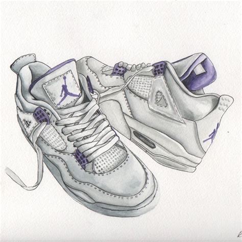 Jordan Metallic Purple Watercolor Painting Realistisch Zeichnen