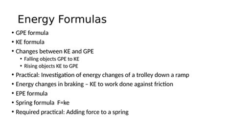 Aqa Gcse 9 1 Physics Energy Formulas Powerpoint Teaching Resources