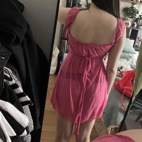 Pink Mesh Lingerie Nightie In Great Condition Depop