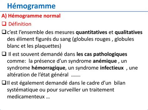 Hémogramme normal et pathologique ppt télécharger