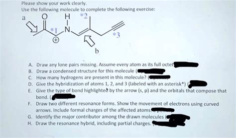 Solved Please Show Vour Work Clealy Use The Following Molecule To