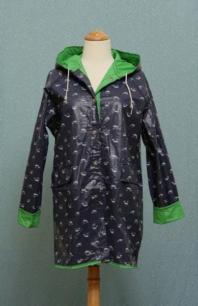 Classic Vintage 80s WHALE Reversible Hooded RAINCOAT