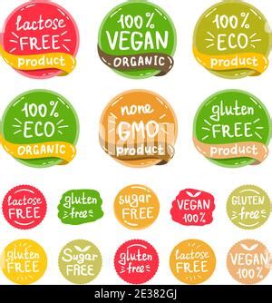 Vegan Badges Gluten Lactose Sugar Free Logo Design Templates