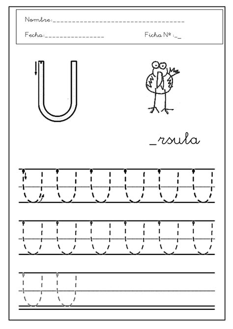 Fichas Letra U Actividades Para Trabajar La Grafomotricidad