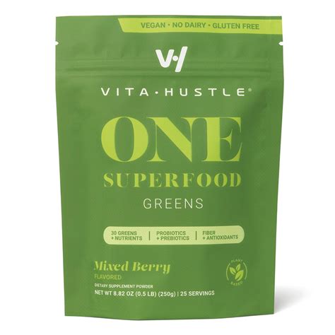 Vitahustle One Superfood Greens Powder Probiotics Mixed Berry 25