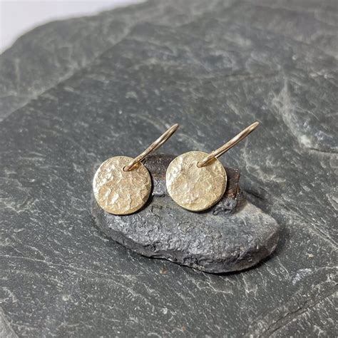 9ct Gold Circle Earrings On Handmade Hooks Folksy