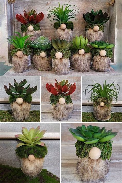 Succulent Gnome Flower Pot Crafts Garden Crafts Gnomes Crafts