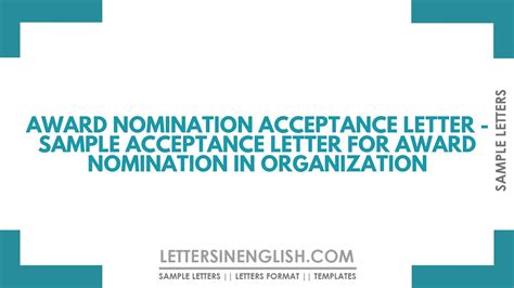 Award Nomination Acceptance Letter Sample Acceptance Letter For Award