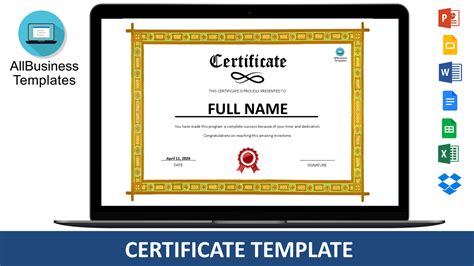 Certificate Template Google Docs | Templates at allbusinesstemplates.com