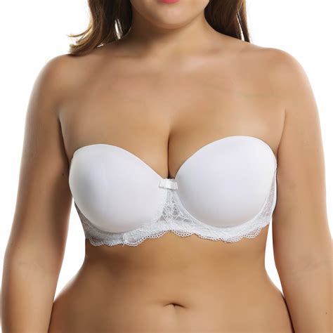 Ekouaer Strapless Bra Womens Plus Size Lightly Padded Balconette Bra