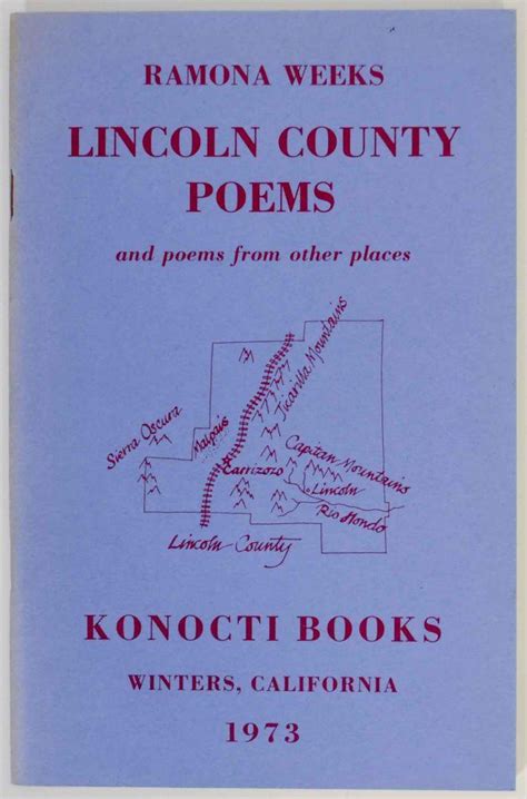 Lincoln County Poems And Poems From Other Places By Weeks Ramona