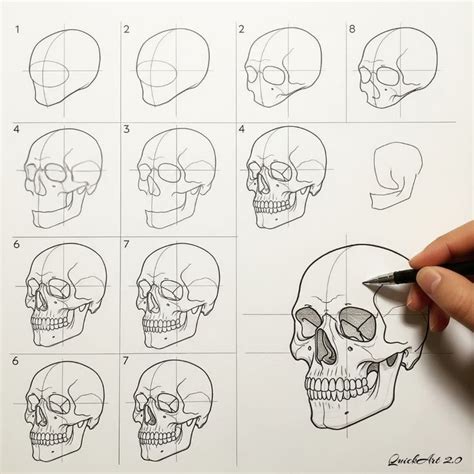 QuickArt on Instagram: "Learn to Draw a Skull: A Step-by-Step Tutorial ...